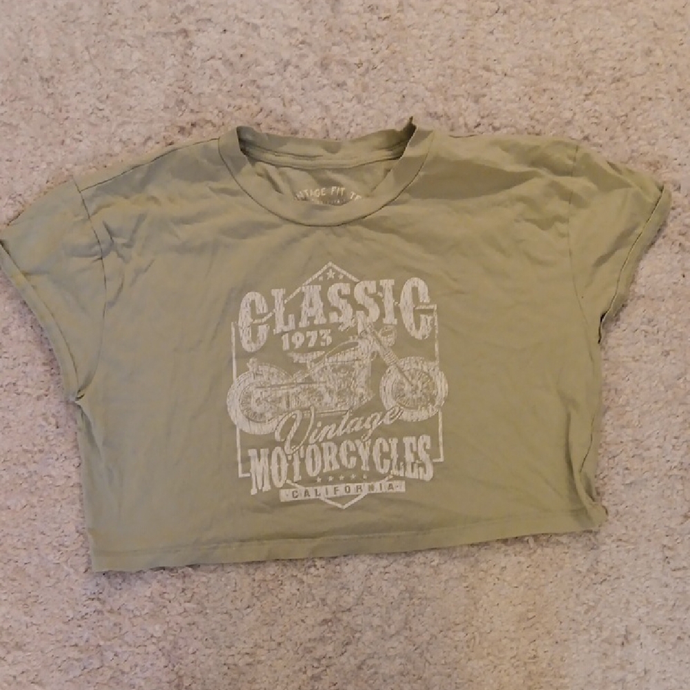 Olive Vintage Motorcycle Graphic Tee